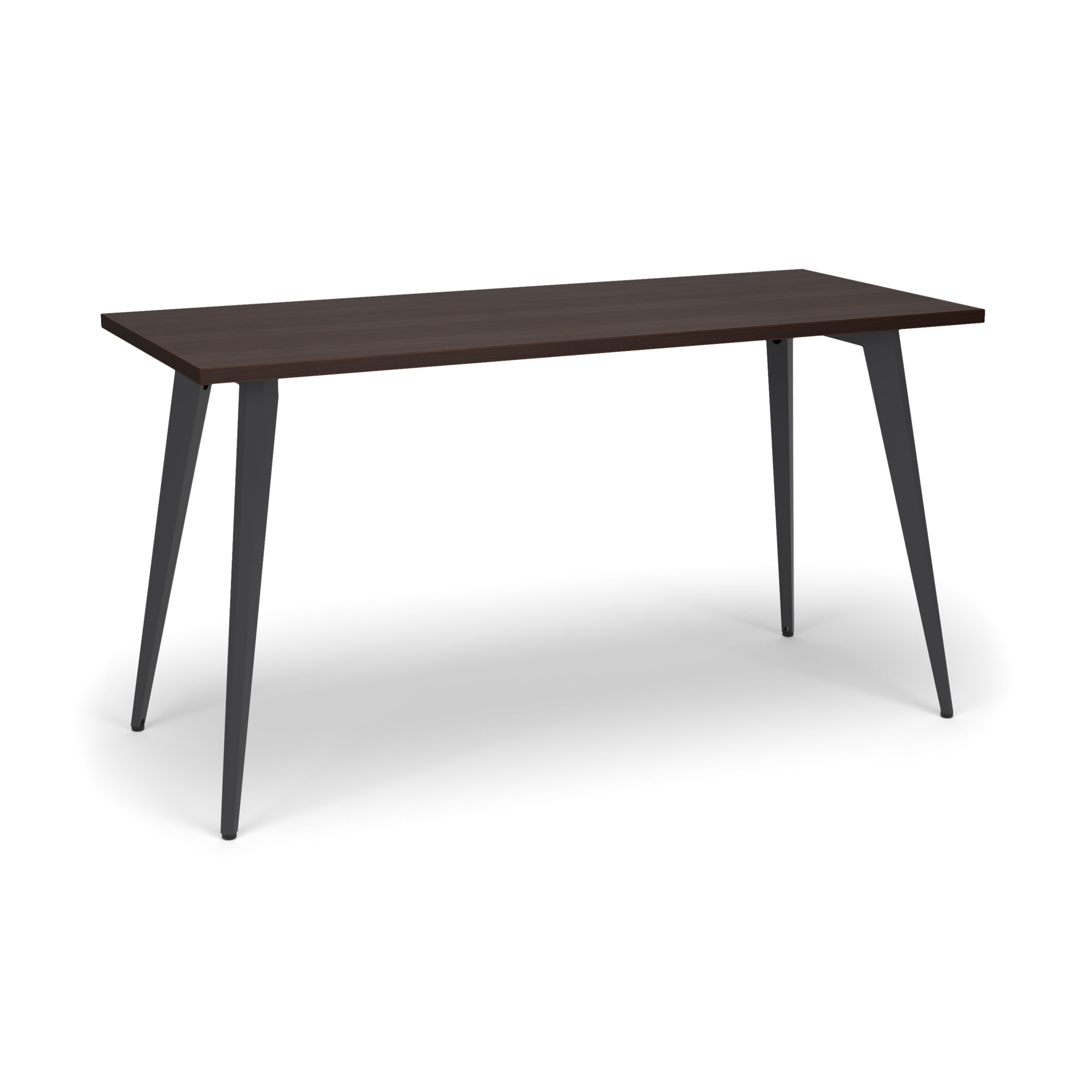 HON Basyx 55” Commercial-Grade Executive Desk, Angled Metal Legs, in Charcoal/Walnut (BSX55MPLCMW)