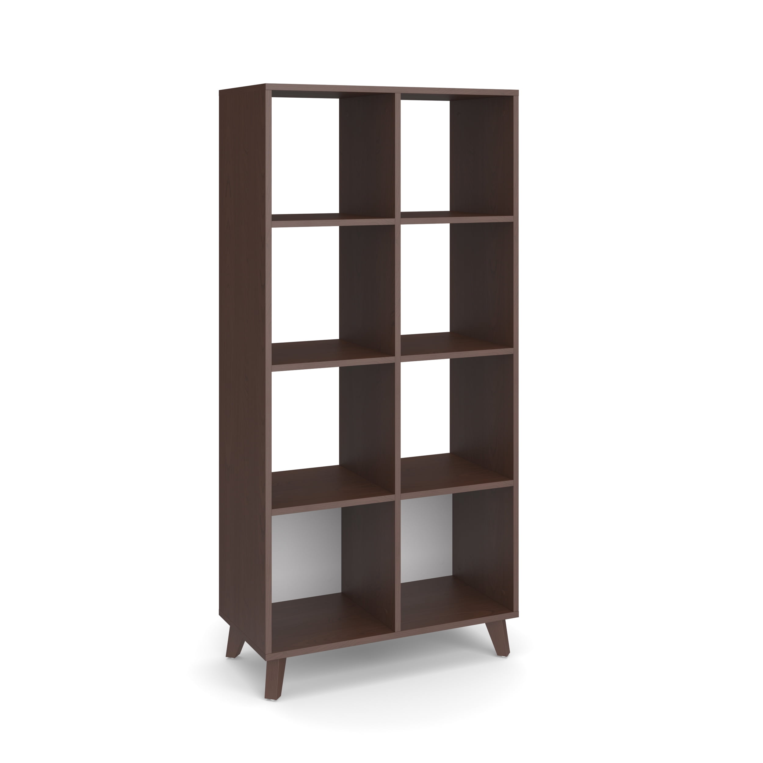 HON Basyx Commercial-Grade 66" High Modern Cube Bookcase, Real Wood Feet, Walnut (BSXCUBETMWMW)