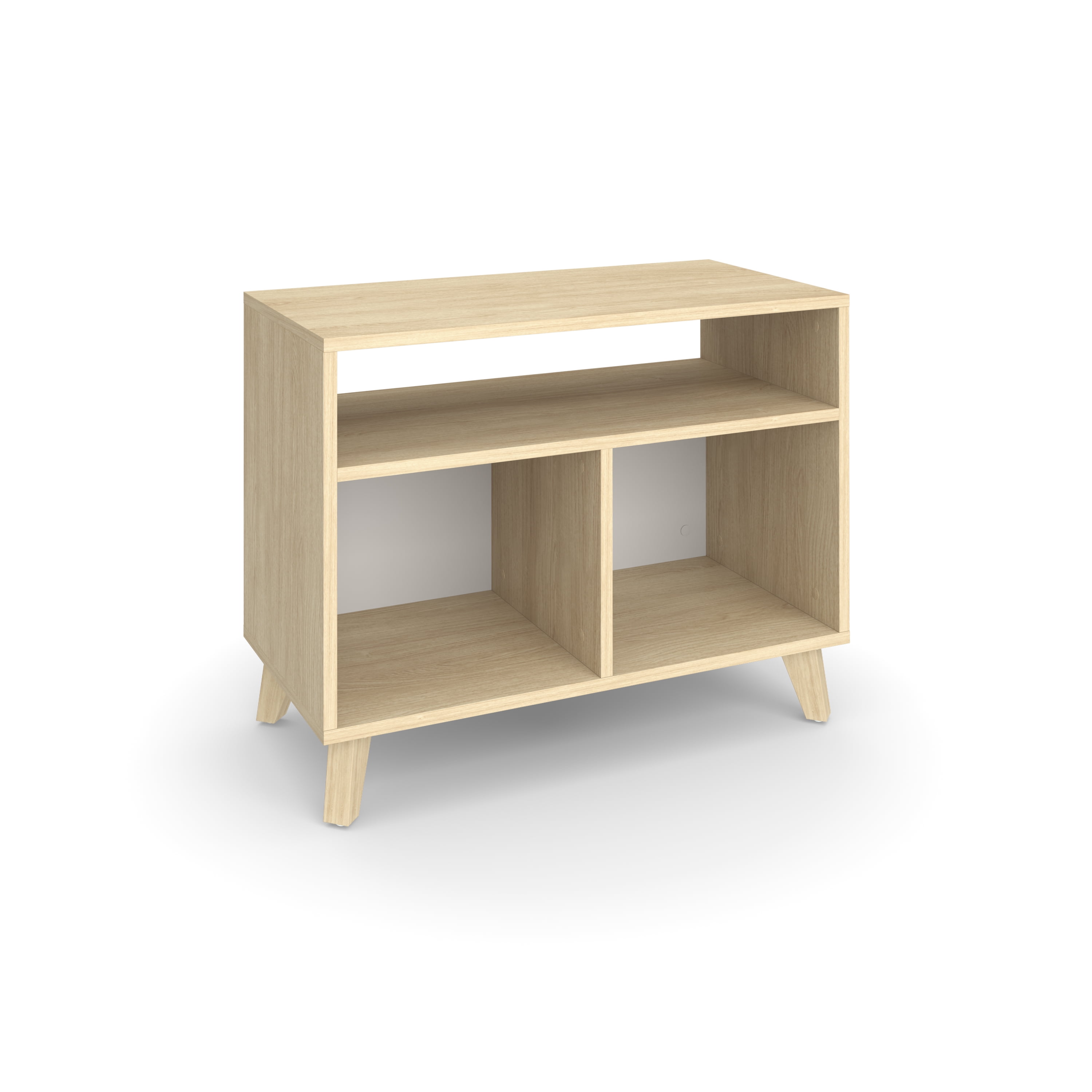 HON Basyx Commercial-Grade Modern Cube Storage Credenza, Real Wood Feet, in Teak (BSXCUBECTT)