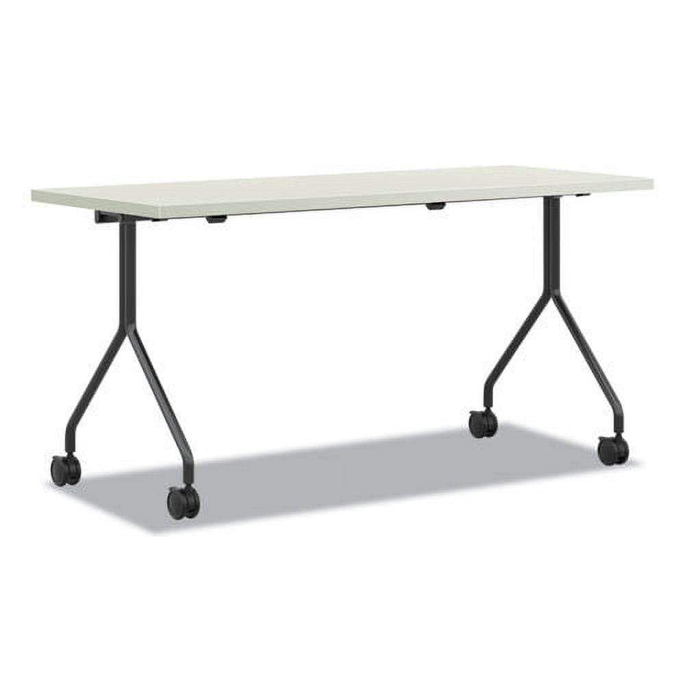 Black Rectangular Mobile Nesting Table with Lockable Casters
