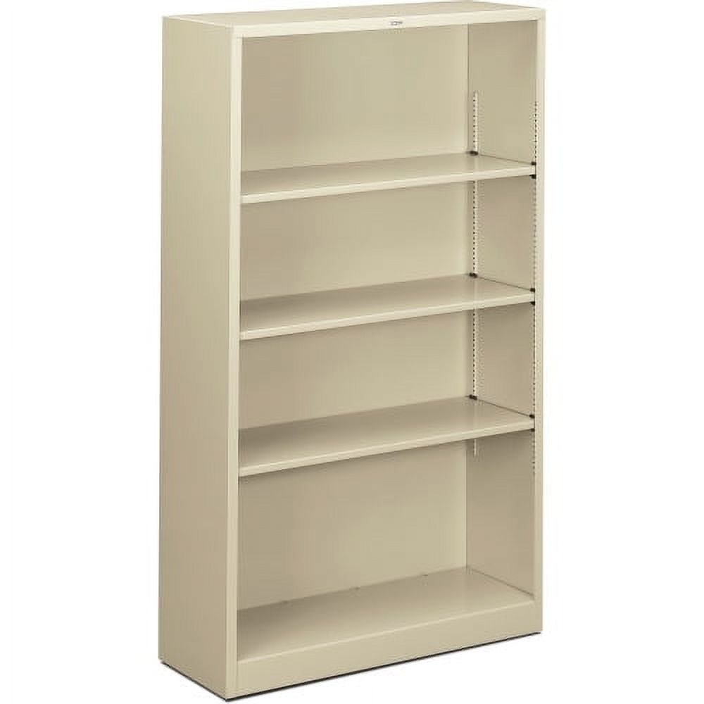 Adjustable 59" Putty Steel 4-Shelf Bookcase