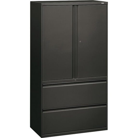 HON Lateral File w/ Storage 2-drawer 36"x19-1/4"x67" Charcoal 885LSS