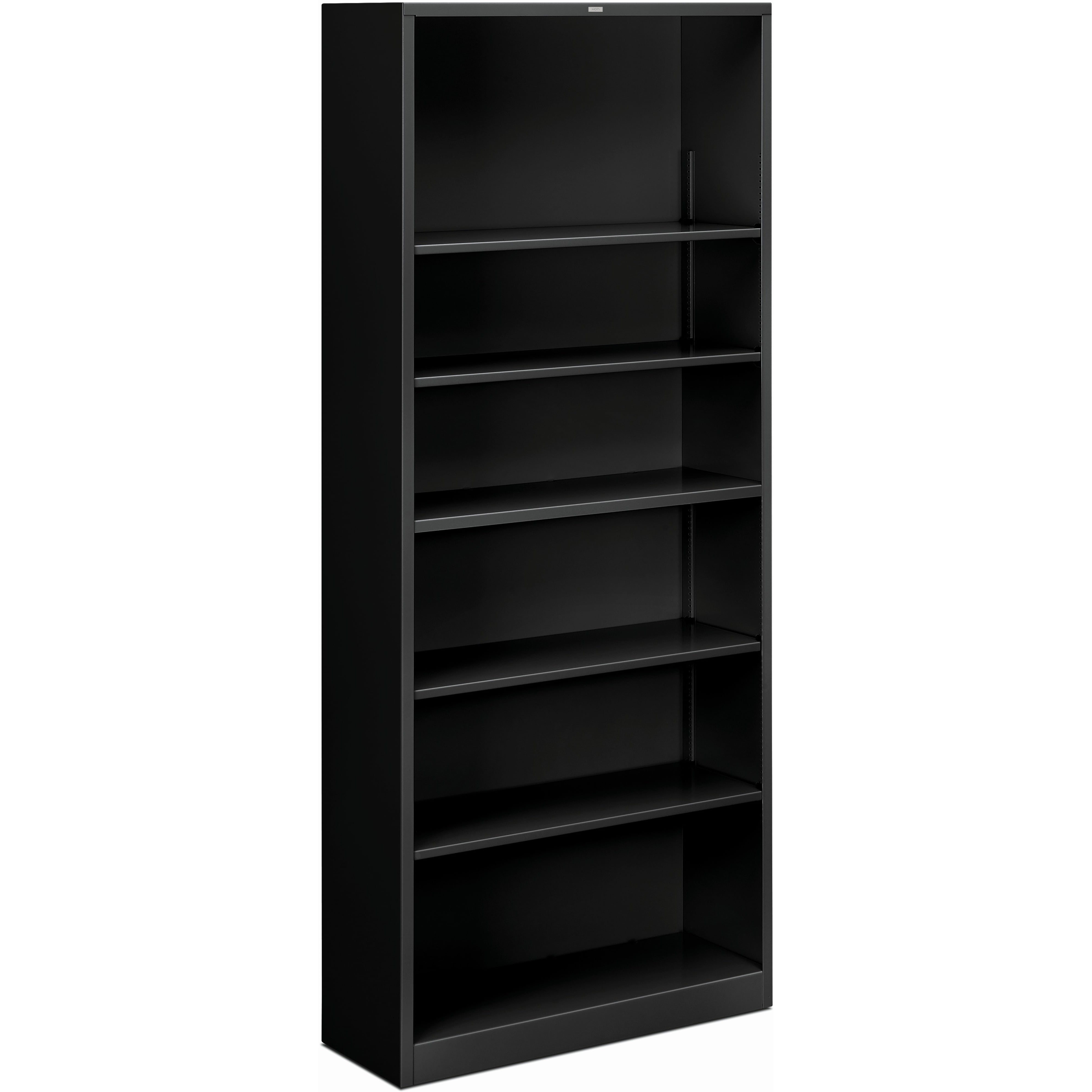 Adjustable Black Steel 6-Shelf Bookcase
