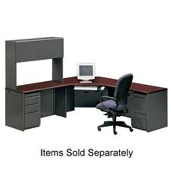 HON Company  Left Pedestal Desk- 66in.x30in.x29-.50in.- Mahogany-Charcoal