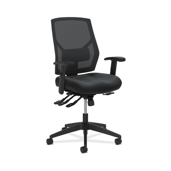HON Crio High-Back Task Chair | Mesh Back | Adjustable Arms | Asynchronous Control | Adjustable Lumbar | Black Leather