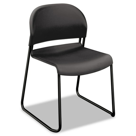 HON GuestStacker High Density Chairs, Lava Seat/Back, Black Base, 4/Carton