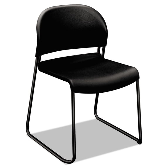 HON GuestStacker High Density Chairs, Onyx Seat/Back, Black Base, 4/Carton