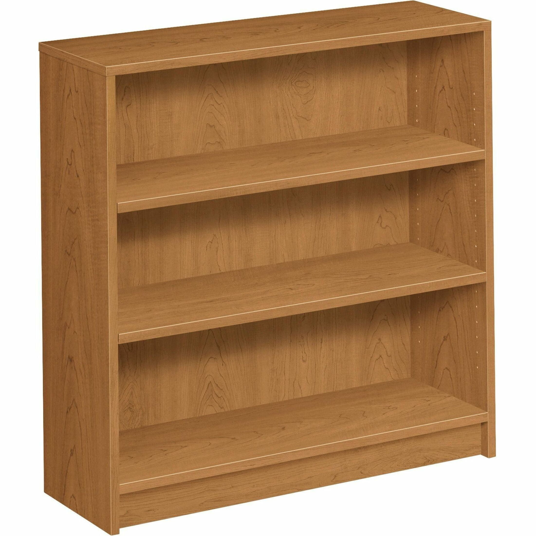 Adjustable Brown Laminate 3-Shelf Bookcase