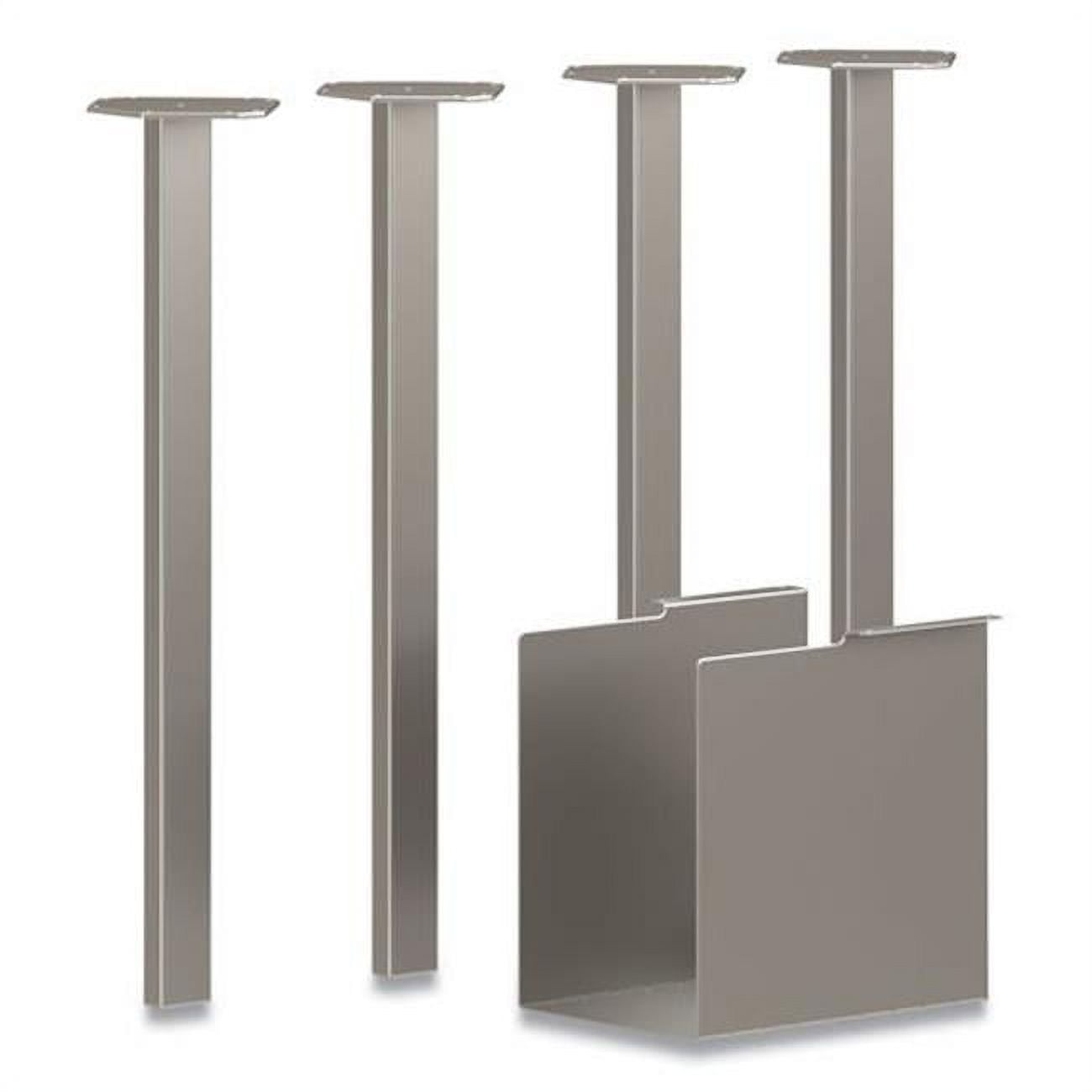 Silver Steel Table Legs with U-Storage Compartment, 5.75 x 28, Set of 4