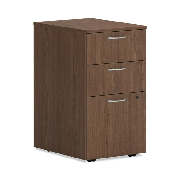 HON HLPLPMBBF.LSE1 15 in. x 20 in. x 28 in. 3-Drawers Left or Right Mod Mobile Pedestal - Legal/Letter, Sepia Walnut