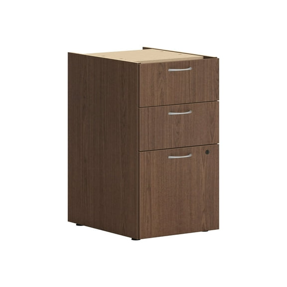 HON HLPLPSBBF.LSE1 15 in. x 20 in. x 28 in. 3-Drawers Left or Right Mod Support Pedestal - Legal/Letter, Sepia Walnut