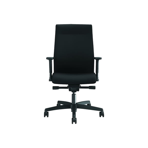 HON HONI2U2AHCU10TK Ignition 2.0 Upholstered Mid-Back Task Chair, 17 to 21.5 in. Seat Height, Black Fabric Seat & Back