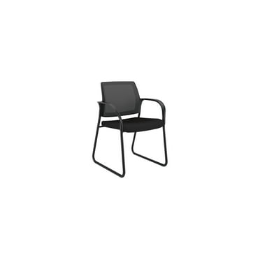 HON Ignition 2.0 Ilira-Stretch Mesh Back Guest Reception Waiting Room Chair, Sled Base, Black Fabric