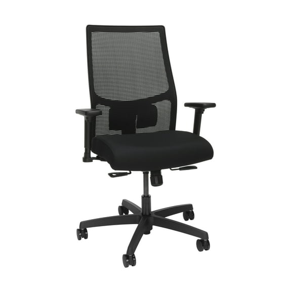 HON Ignition Mesh Back Task Chair Black Polyurethane, Fabric Seat - Black Back - Black Frame - 5-star Base - 20" Seat Width x 19" Seat Depth - 27" Width x 28.5" Depth x 44.5" Height - 1 Each