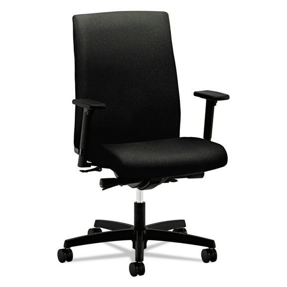 HON Ignition Series Mid-Back Work Chair, Black Fabric Upholstery