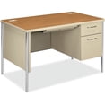 thumbnail image 1 of HON Mentor Right Pedestal Desk, 48"W Laminated Top - 2 Drawers - 1 Pedestals - 48" Table Top Width x 30" Table Top Depth x 1.13" Table Top Thickness - 29.50" Height - Assembly Required - Harvest, 1 of 3