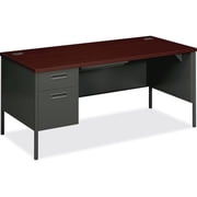 HON Metro Classic Left Pedestal Desk - 2-Drawer 66" x 30" x 29.5" - 2 x Box Drawers, File Drawers - Single Pedestal on Left Side - Material Steel - Finish Charcoal, Laminate, Mahogany