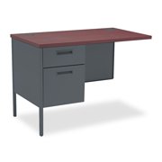 HON Metro Classic Left Return, 42"W - 2-Drawer 42" x 24" x 29.5" - 2 x Box Drawers, File Drawers - Single Pedestal on Left Side - Material Steel - Finish Charcoal, Laminate, Mahogany