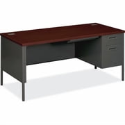 HON Metro Classic Right Pedestal Desk - 2-Drawer 66" x 30" x 29.5" - 2 x Box Drawers, File Drawers - Single Pedestal on Right Side - Square Edge - Material Steel - Finish Charcoal, Laminate, Mah
