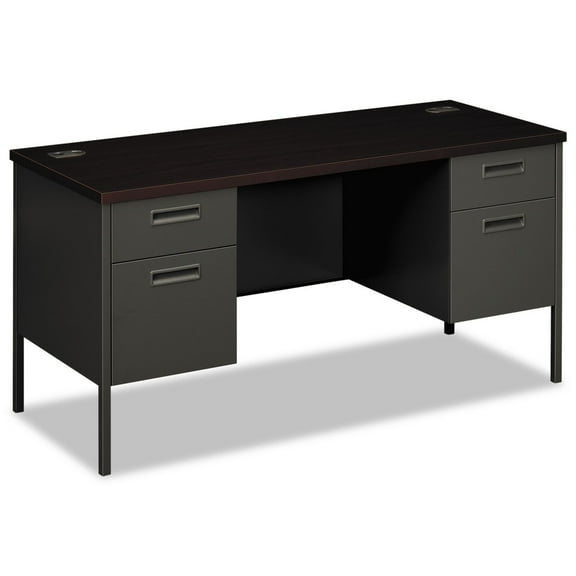 HON Metro Series Kneespace Credenza, 60w x 24d x 29 1/2h, Mahogany/Charcoal