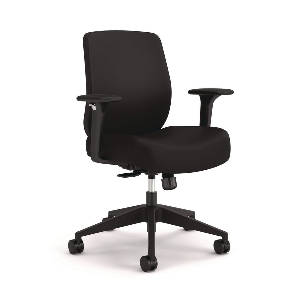 Black Adjustable Mesh Fabric Task Chair with Swivel Base