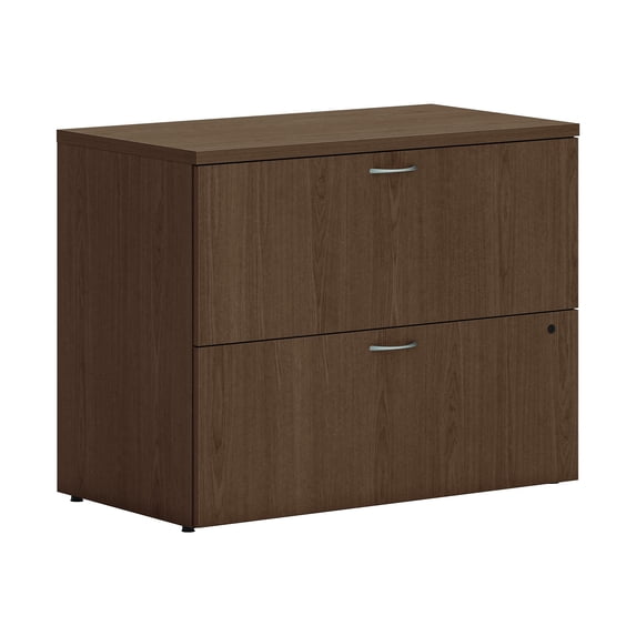 HON Mod 2-Drawer Lat File Cab Locking Letter/Legal Sepia Walnut 36" LLF3620L2LE1