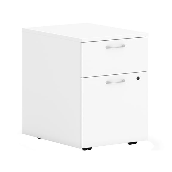 HON HONPLPMBFLP1 15 in. 2 x Box Drawer & File Mod Collection Simply Laminate Component Pedestal Mobile Drawer - Steel Ball Bearing, White