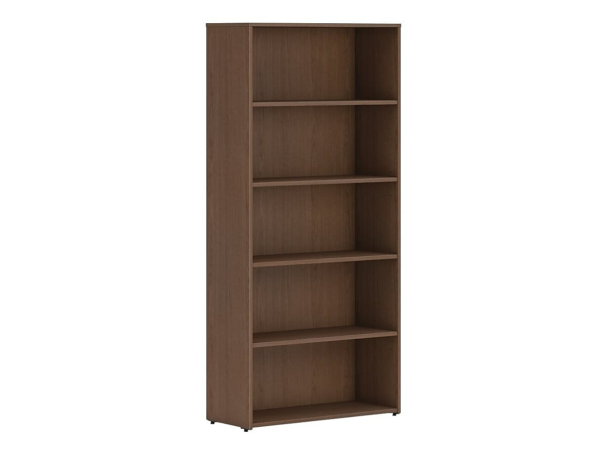 Sepia Walnut 65" Adjustable 5-Shelf Standard Bookcase