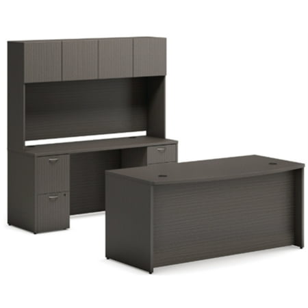 HON Mod 72"W X 96"D Office Suite with Hutch and Bow Front Desk