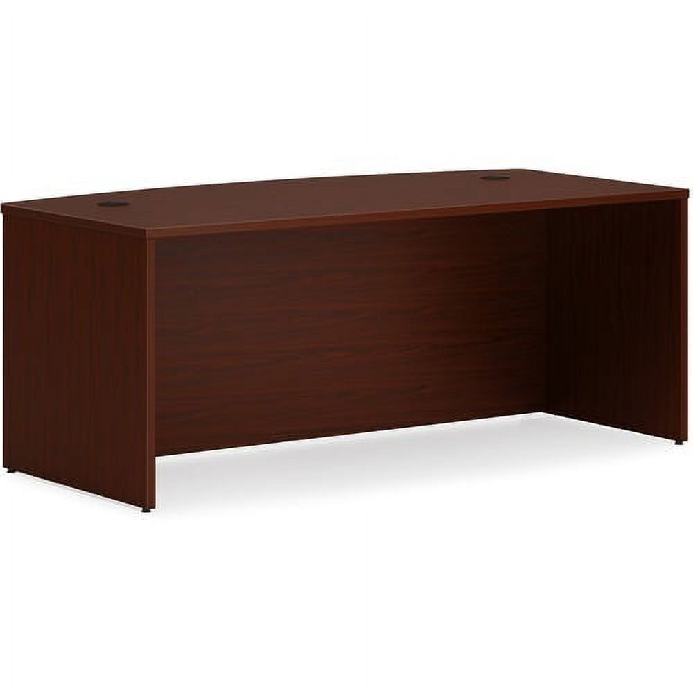 Traditional Mahogany 72" Bowfront Desk with Hutch and Filing Cabinet