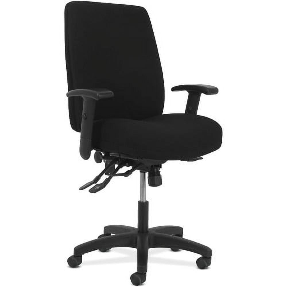 Modern High-Back Black Fabric Task Chair with Adjustable Arms