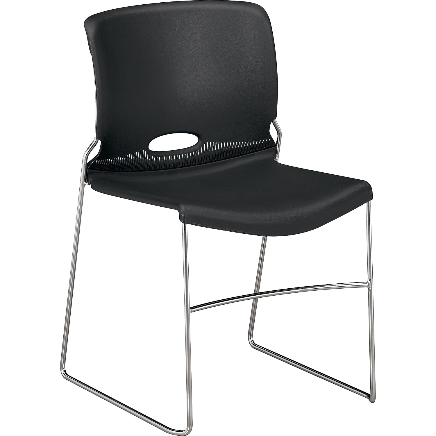 Onyx Armless Metal Stacking Chair with Lumbar Support