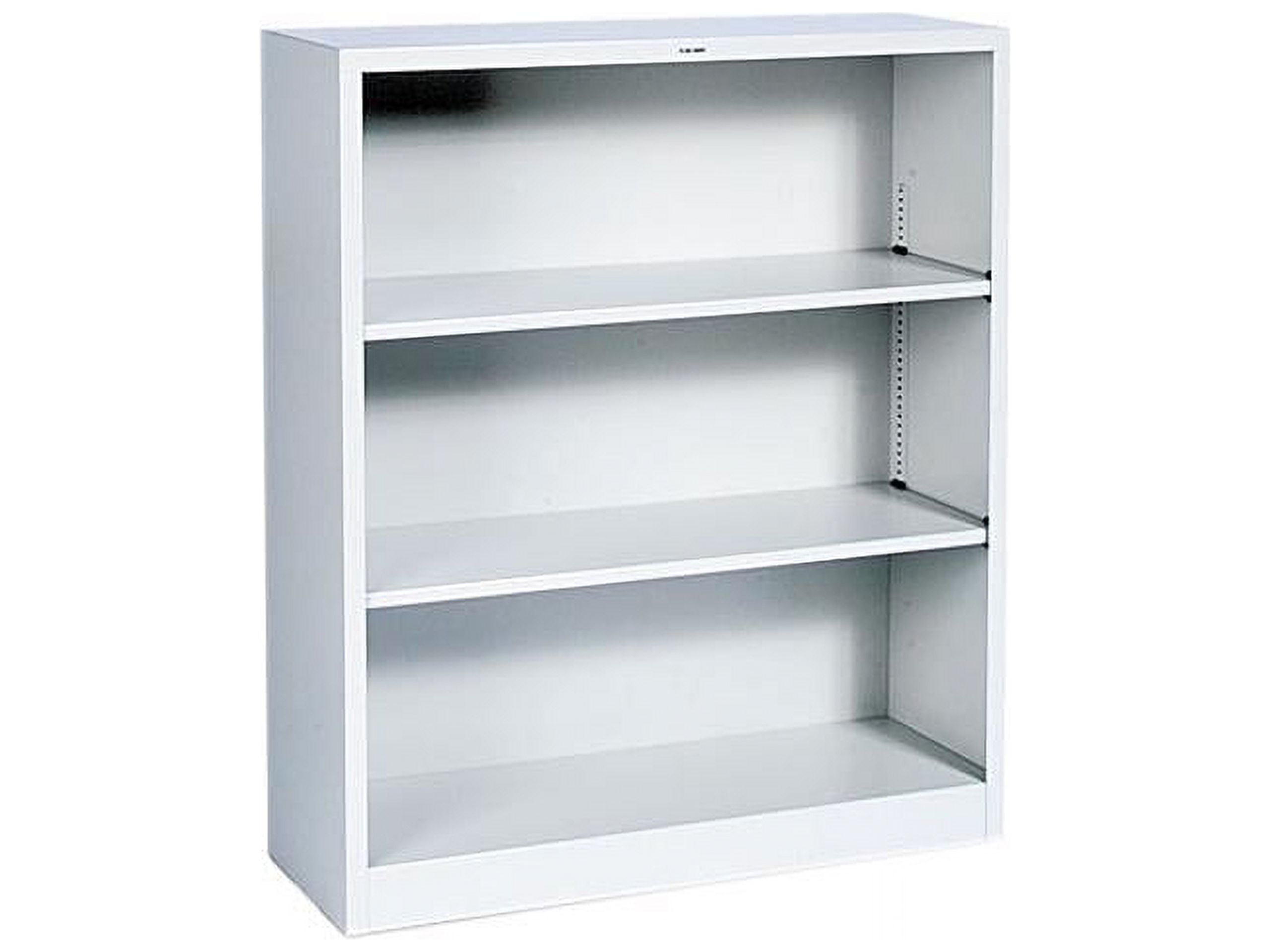 Adjustable Heavy-Gauge Steel 3-Shelf Bookcase in Light Gray