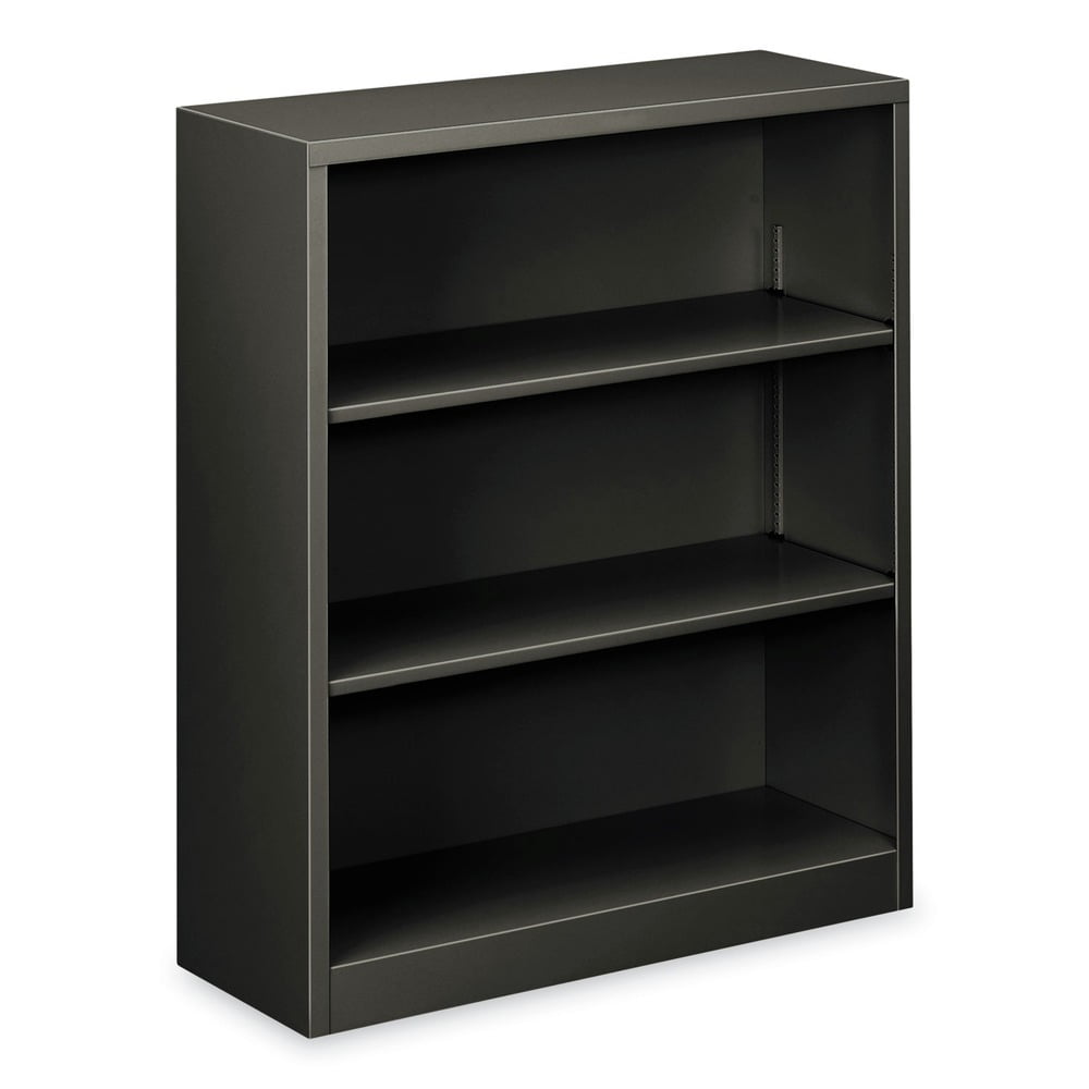 Charcoal Gray Steel 3-Shelf Adjustable Bookcase