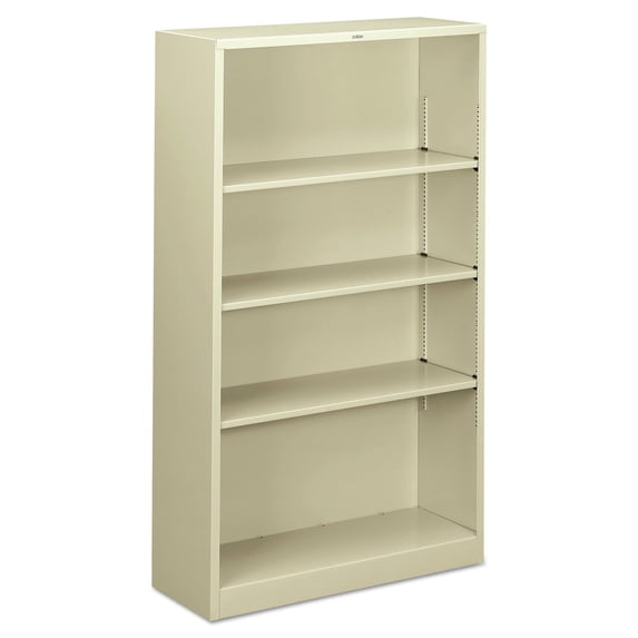 HON® Metal Bookcase, Four-Shelf, 34.5w x 12.63d x 59h, Putty HS60ABC.L