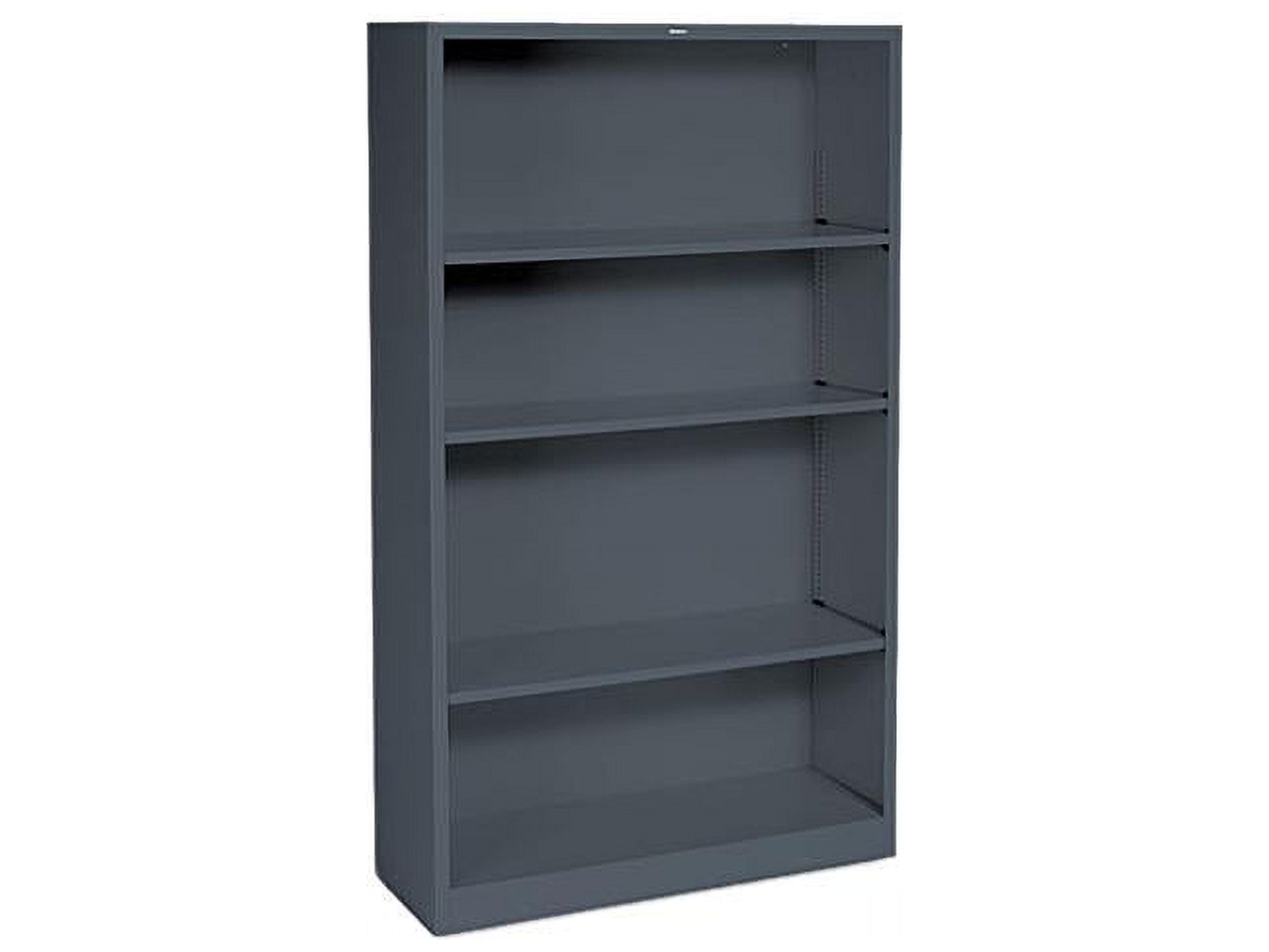 Adjustable Gray Heavy-Duty Metal 59" Bookcase with Four Shelves