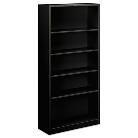 HON HS72ABC.P 34.5 in. x 12.63 in. x 71 in. 5-Shelf Metal Bookcase - Black
