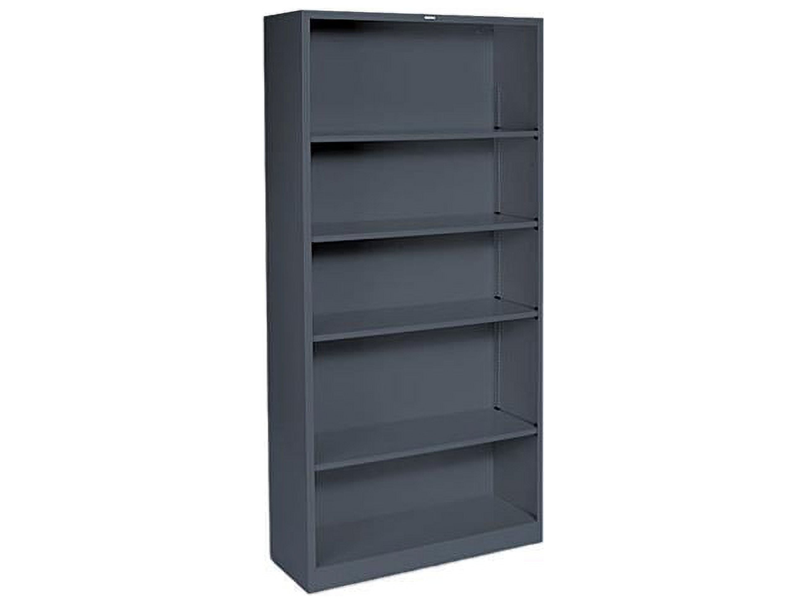 Adjustable Charcoal Heavy-Gauge Steel 5-Shelf Bookcase