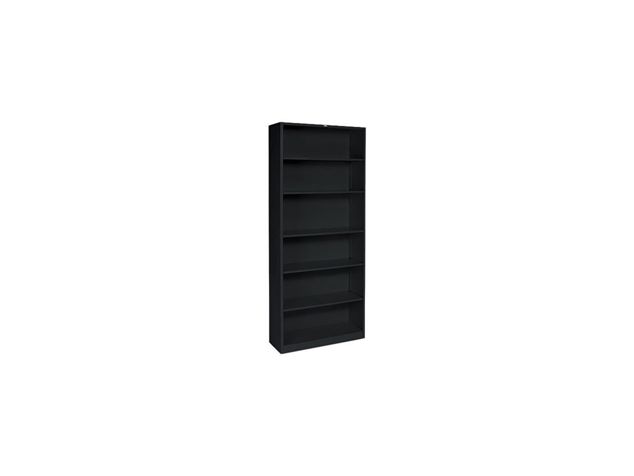 Adjustable Black Steel 6-Shelf Bookcase