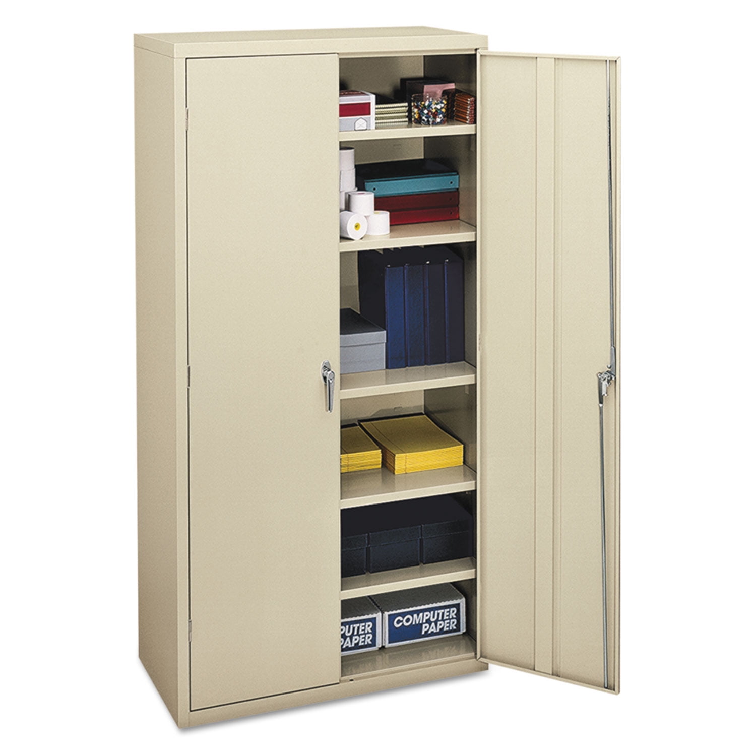 Putty 5-Shelf Lockable Office Cupboard with Chrome Handles