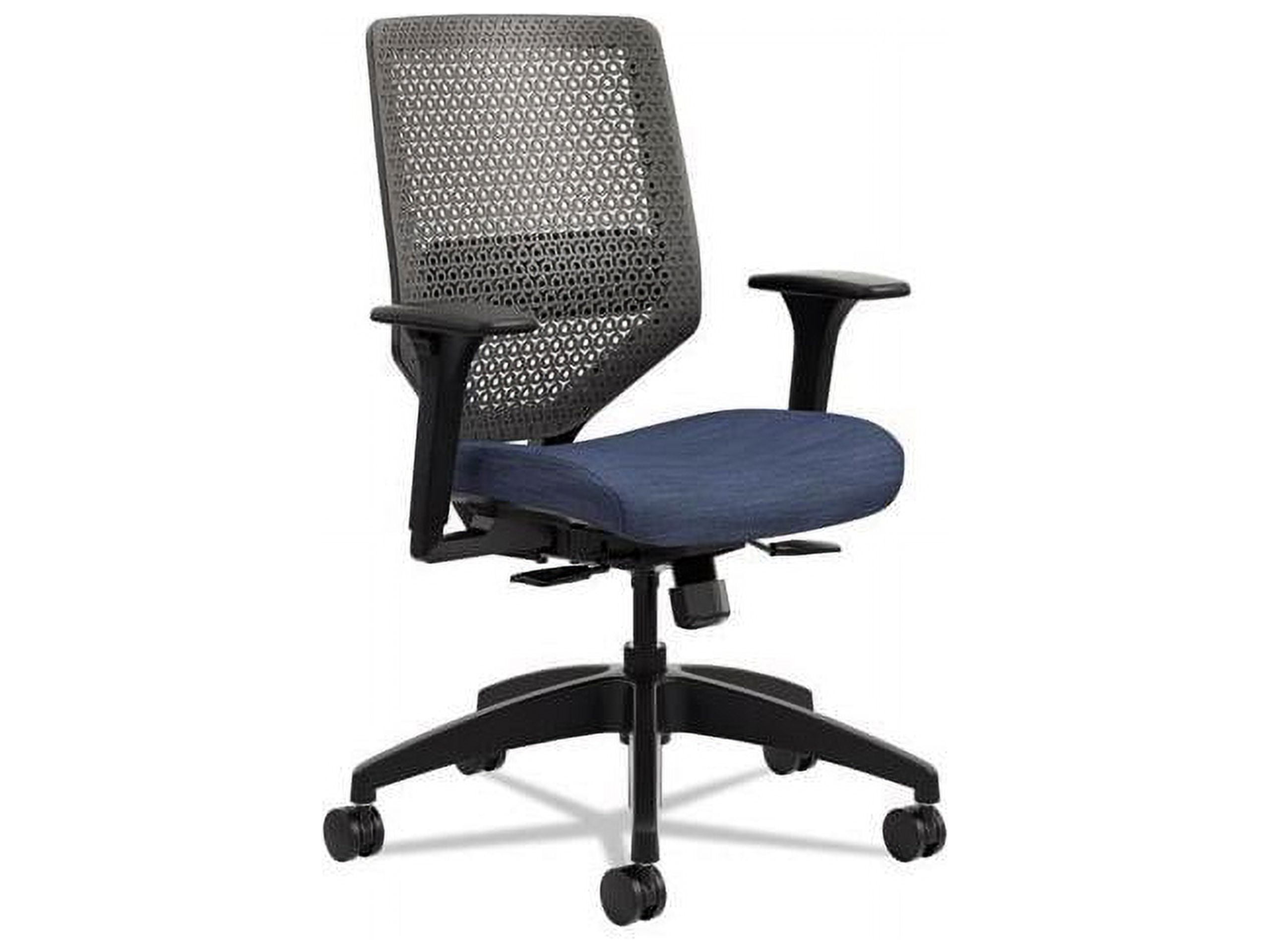 Midnight Black Mesh Adjustable Task Chair with Swivel Arms