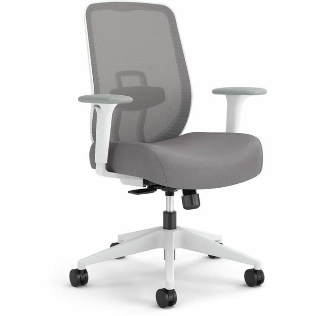 Gray and White Ergonomic Mesh Office Chair with Headrest