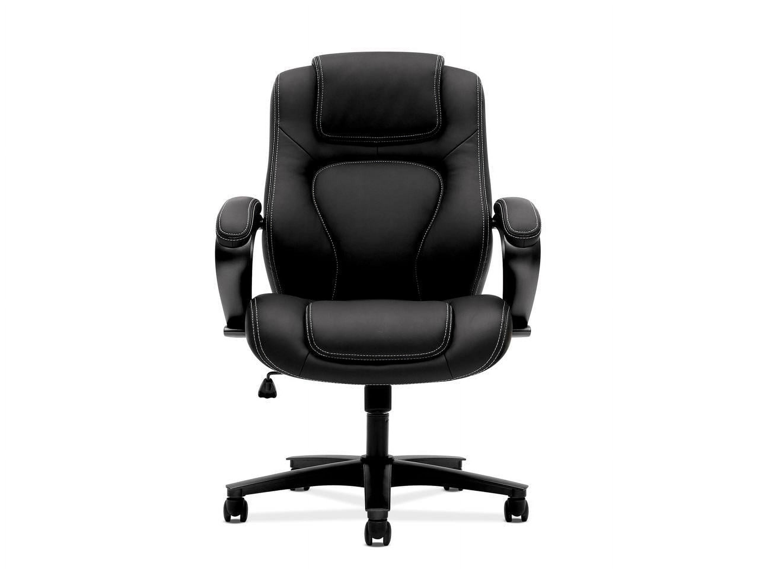 Luxor Executive High-Back Black Vinyl Swivel Chair with Lumbar Support