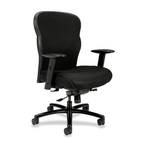 HON Wave Big and Tall Office Chair with Adjustable Arms, 450 lbs Capacity, Ergonomic, Breathable Mesh Desk Chair with Wheels, 360 Swivel, Heavy Duty Tilt Recline, Black