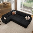 thumbnail image 1 of HONBAY 111.5" Oversize U-Shaped Sectional Sofa Bed with Storage Chaise, Velvet Tufted Pull Out Sleeper for Living Room, Black, 1 of 11
