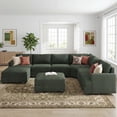 thumbnail image 1 of HONBAY 128.1" Modern Sectional Sofa Bed Couch U Shape Corduroy Sleeper Oversized with Storage Ottomans for Living Room, Green, 1 of 11