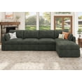 thumbnail image 1 of HONBAY 144" Chenille Modular Sectional Cloud Sofa, Oversized L-Shaped Sofa with Storage for Living Room, Green, 1 of 9