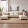 thumbnail image 1 of Marrber 153.4” U-Shaped Modular Sectional Sofa Couch with Extra Deep Corduroy Seats and Ample Storage, Perfect for Large Living Room, Beige, 1 of 11