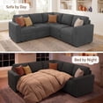 thumbnail image 1 of Marrber 83.4” Modular Corduroy Sectional Sleeper Sofa, L-Shaped with Pull-Out Bed and Storage Ottomans for Living Room, Grey, 1 of 8