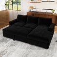 thumbnail image 1 of Marrber 87" Modular Sofa Bed, L-Shaped Corduroy Sleeper with Reversible Storage Ottoman, Classic Black, 1 of 9